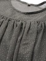 Thumbnail for Ahalyaa Women Grey Chiffon Silver Glitter Printed Tunic