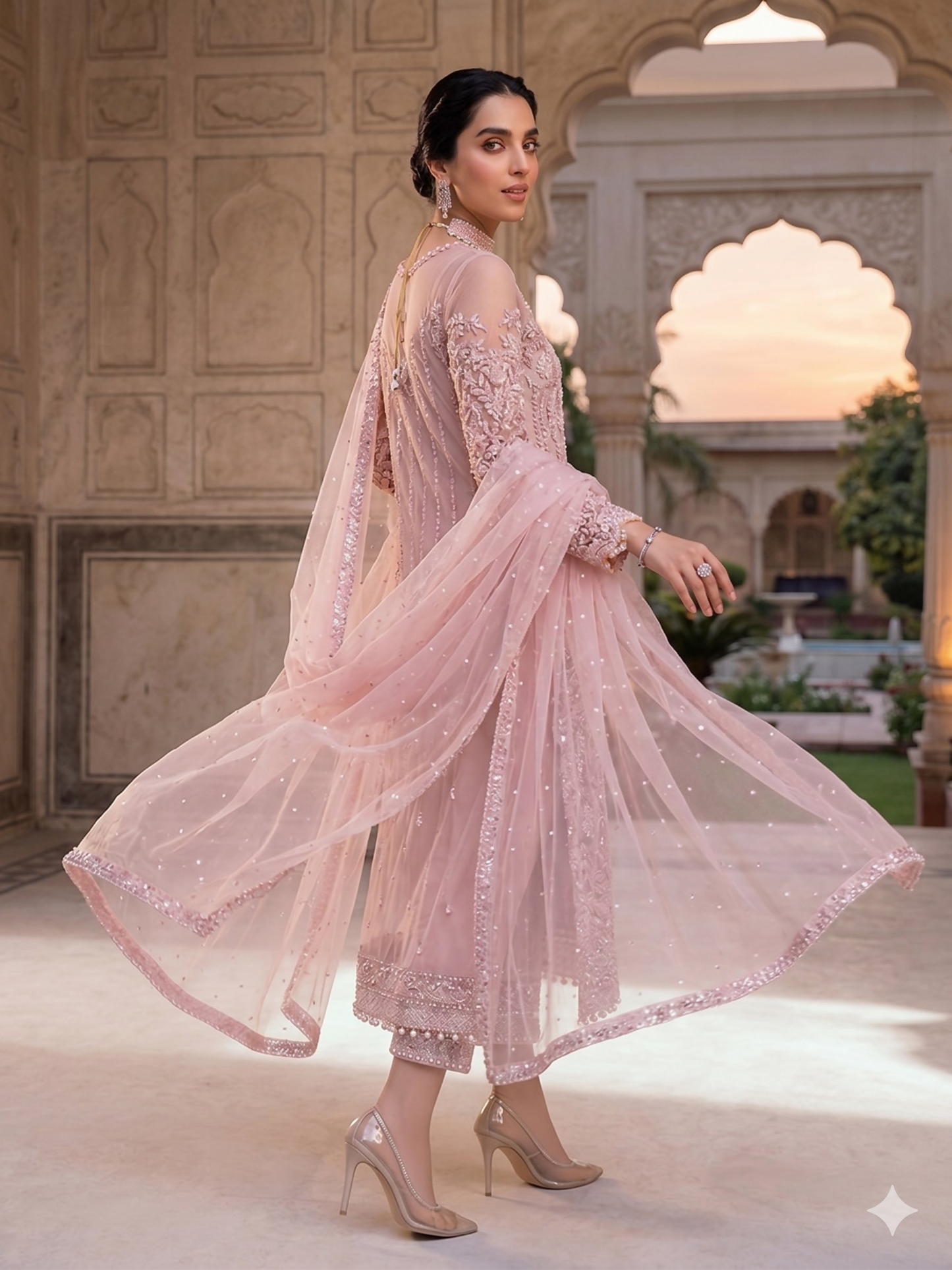 Teeya Creation Womens New Soft Net With Heavy Embroiedery With Sequence Work Kurta Set - Dista