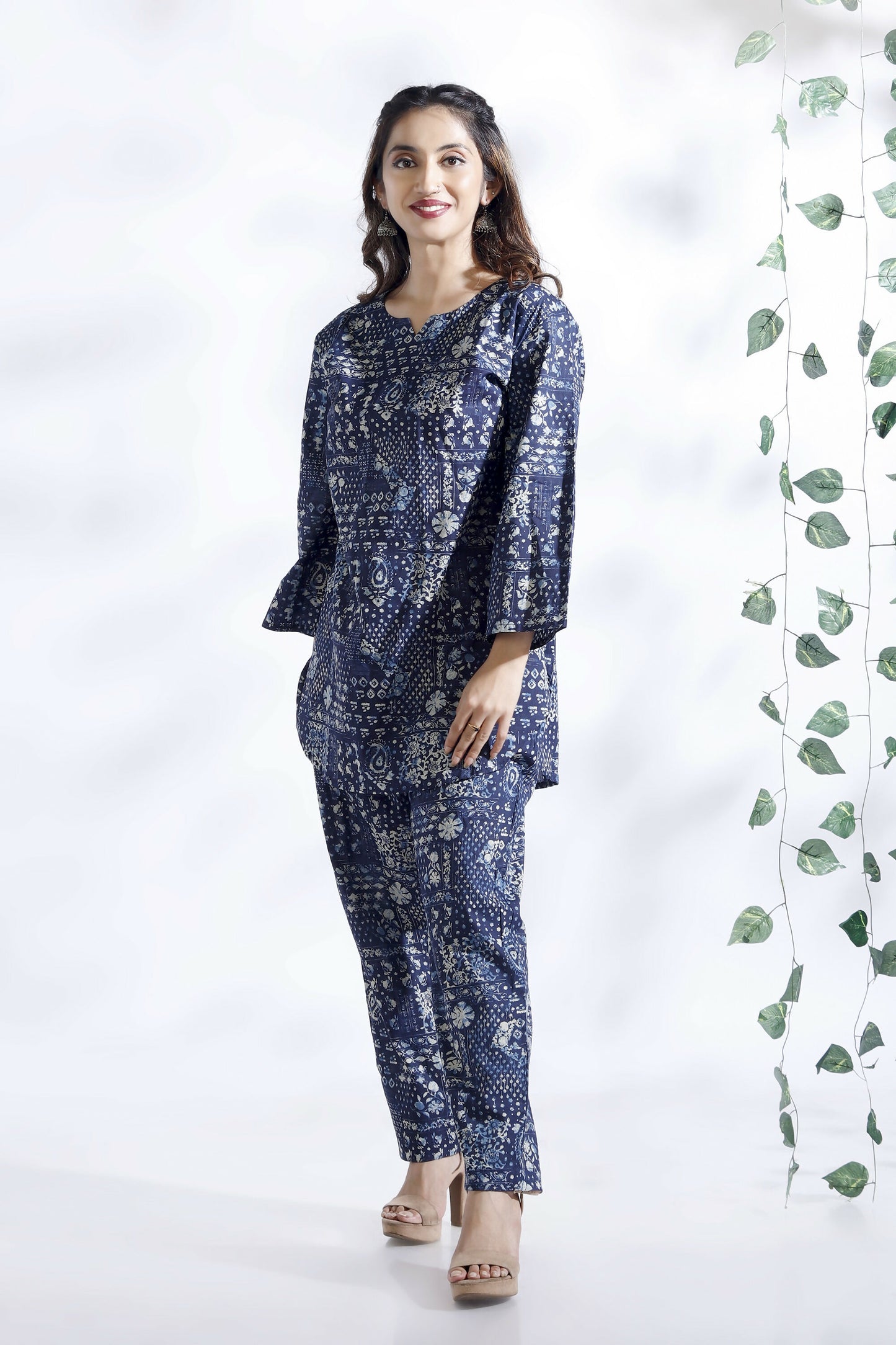 Breathables Abstract Cotton Co-Ord Set – Blue - Dista