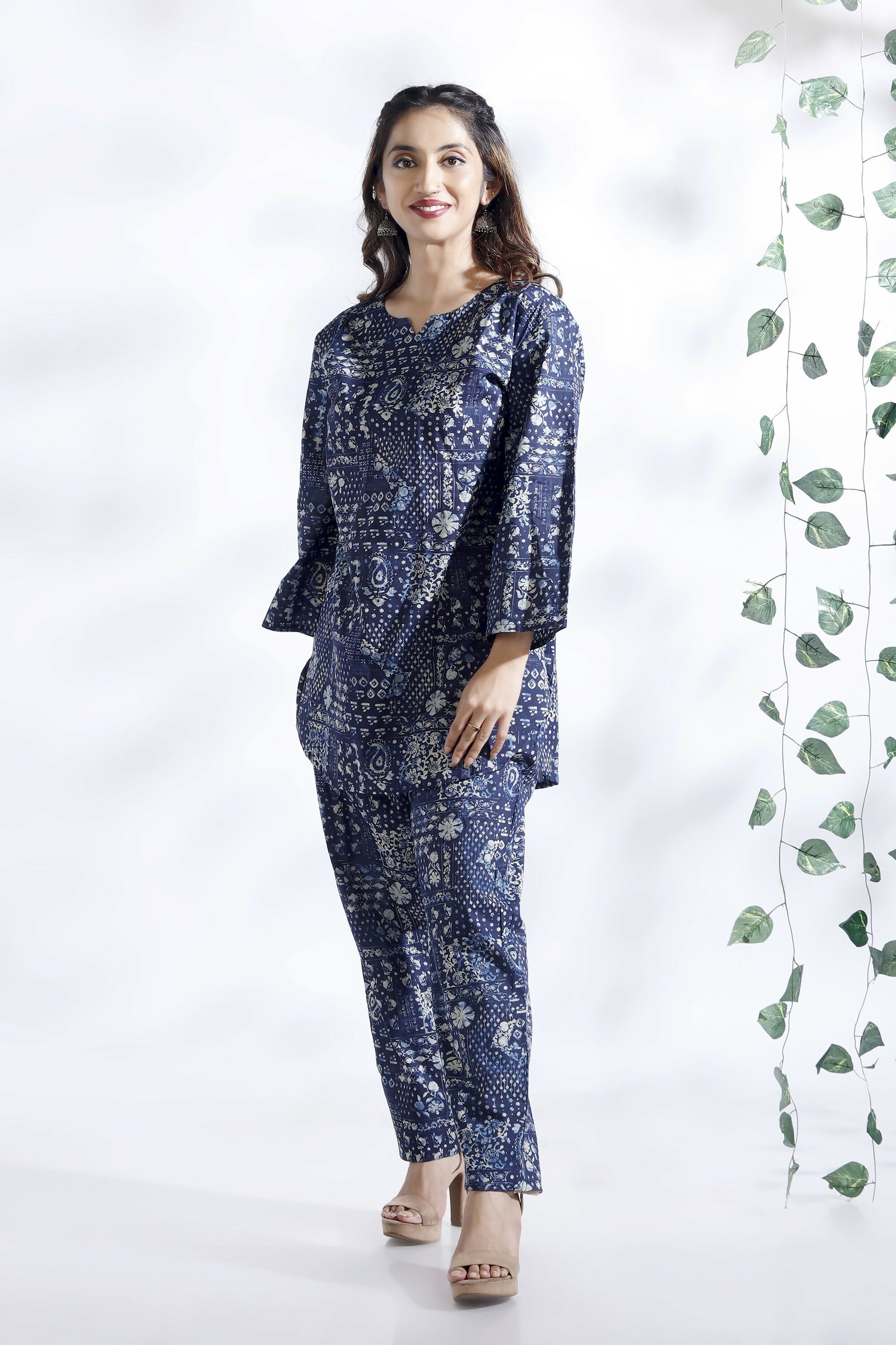 Breathables Abstract Cotton Co-Ord Set – Blue - Dista