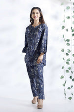 Thumbnail for Breathables Abstract Cotton Co-Ord Set – Blue - Dista