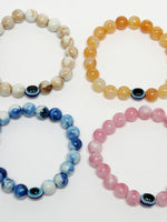 Thumbnail for NVR Men & Women Set of 4 Artificial Beads-Beaded Evil Eye Elasticated Bracelet - Distacart