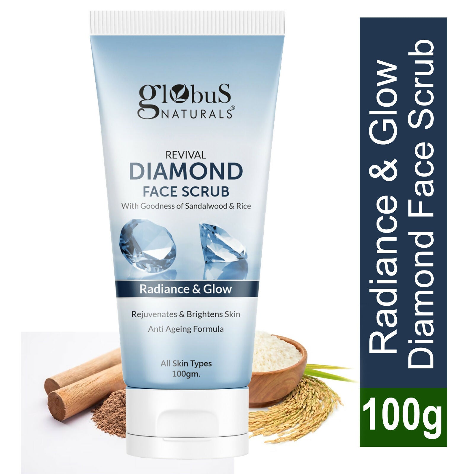 Globus Naturals Revival Diamond Face Scrub, Suitable For All Skin Types - Distacart