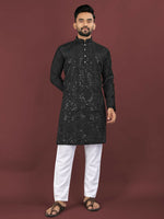 Thumbnail for Anaita Black Embroidered Silk Straight Kurta - Distacart