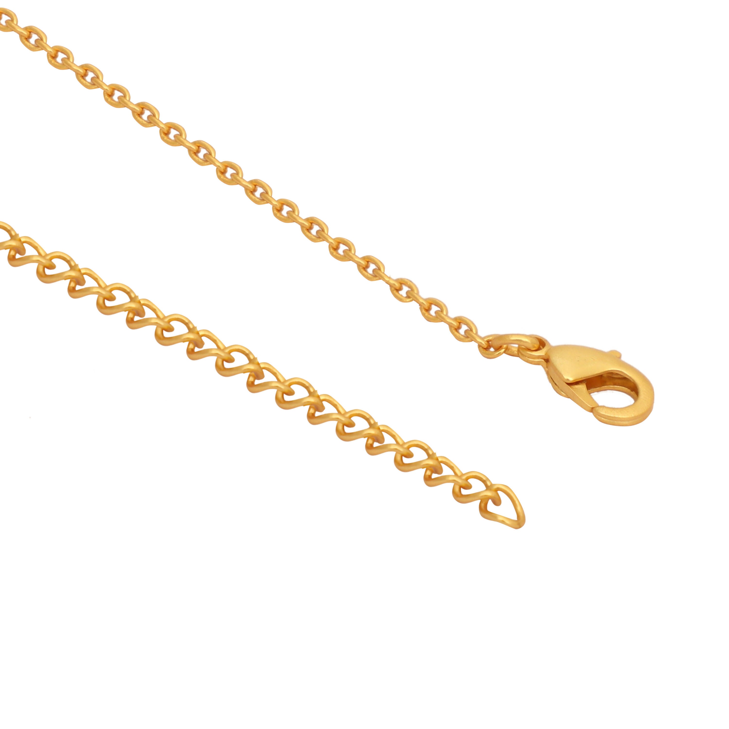 Nuyug 18K Gold-Plated Zircon Studded Minimal Chain Textured Surface Pendant Necklace