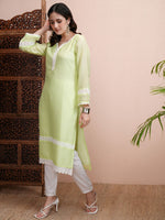 Thumbnail for Vishudh Floral Embroidered Straight Kurta