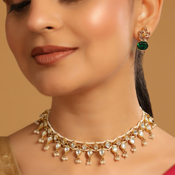 Nuyug 22K Gold Plated Regal Kundan & Pearl Matha Patti