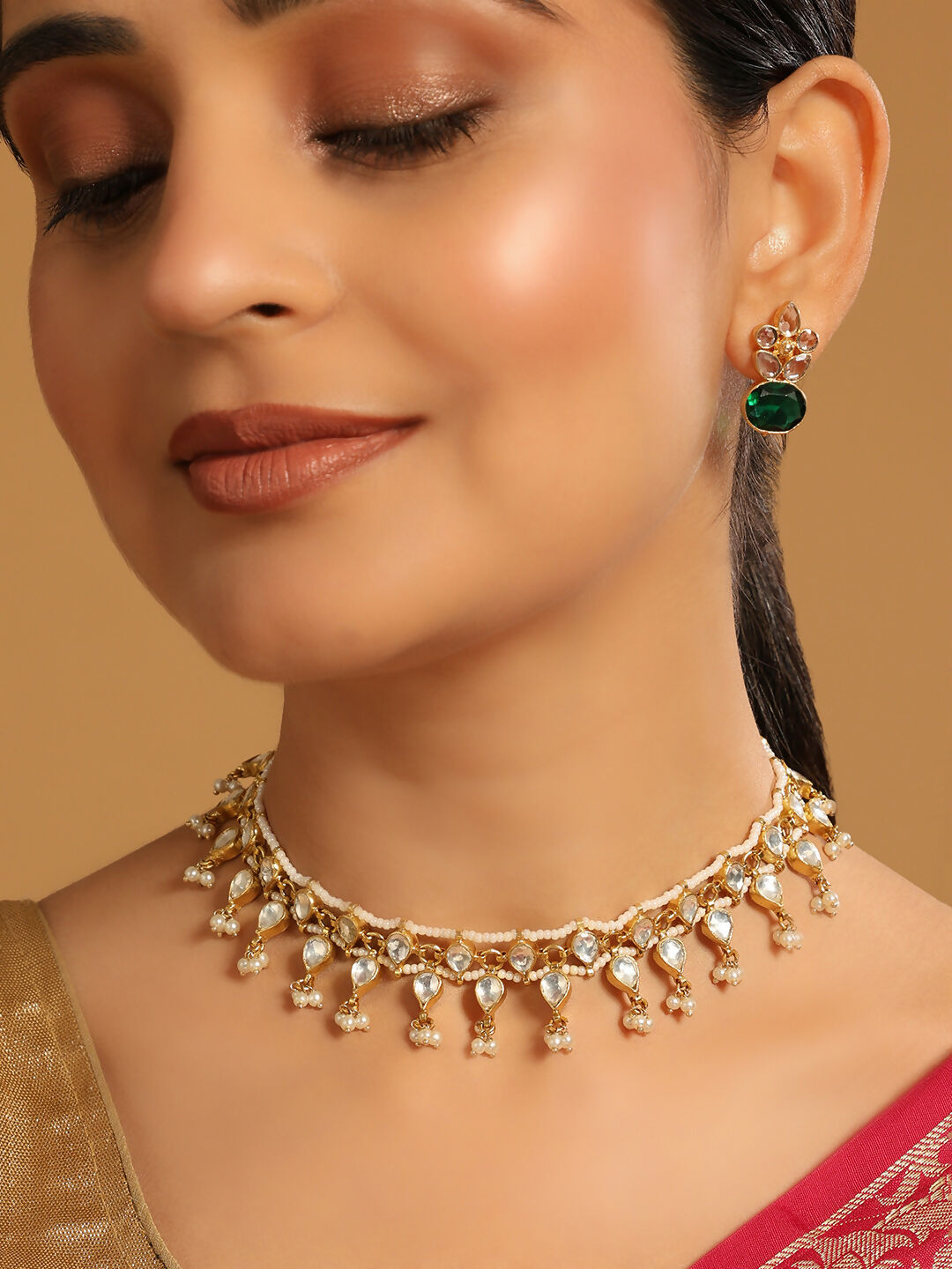 Nuyug 22K Gold Plated Regal Kundan & Pearl Matha Patti - Distacart