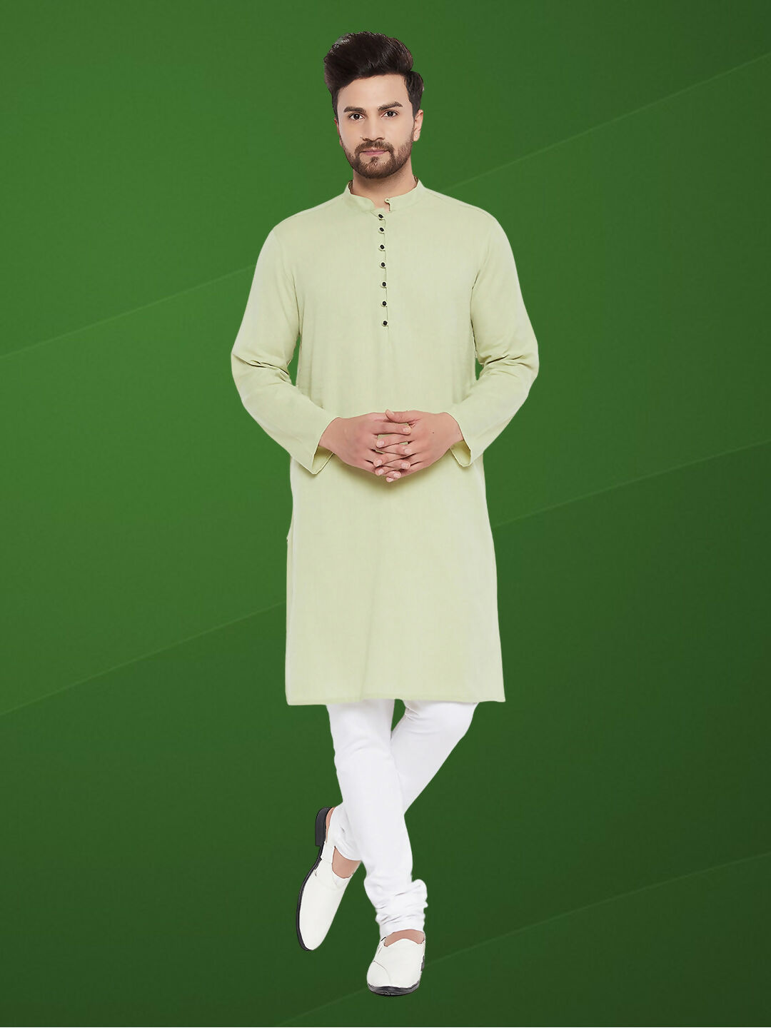 Even Apparels Men's Solid Green Linen Kurta - Distacart
