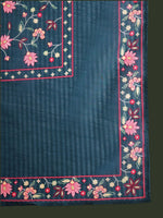 Thumbnail for Sangria Floral Embroidered A-Line Kurta & Trousers With Dupatta - Distacart