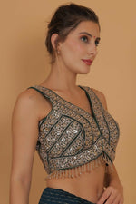 Thumbnail for Joban Fashion Silk Zari And Sequence Work Padded Blouse - Green