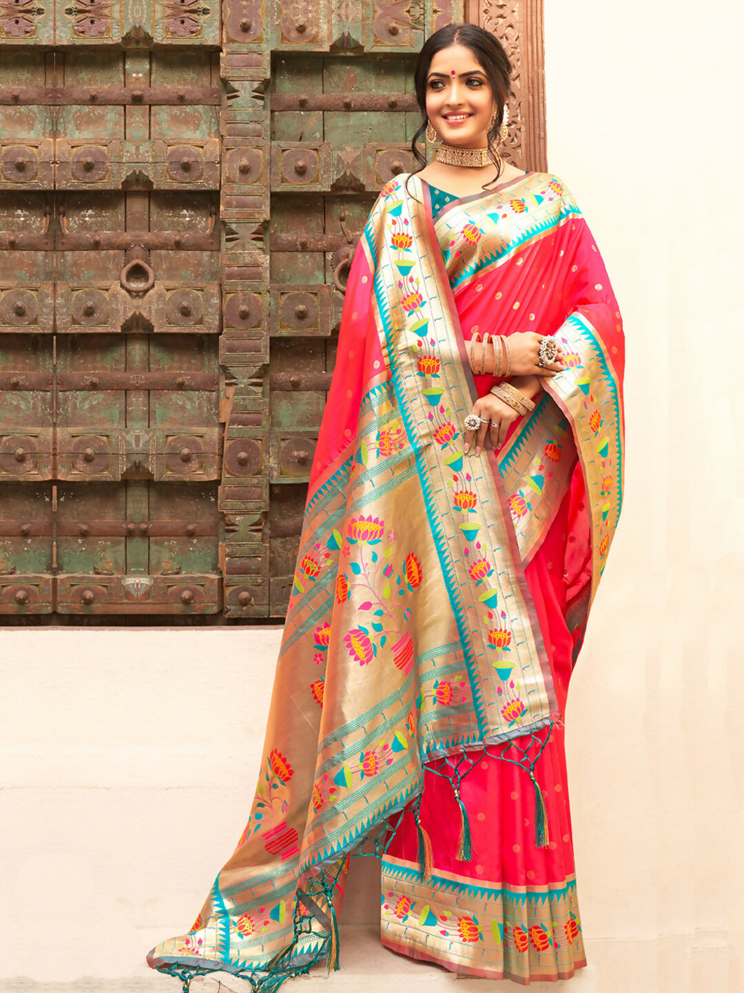 Astita Silk Blend Pink Saree