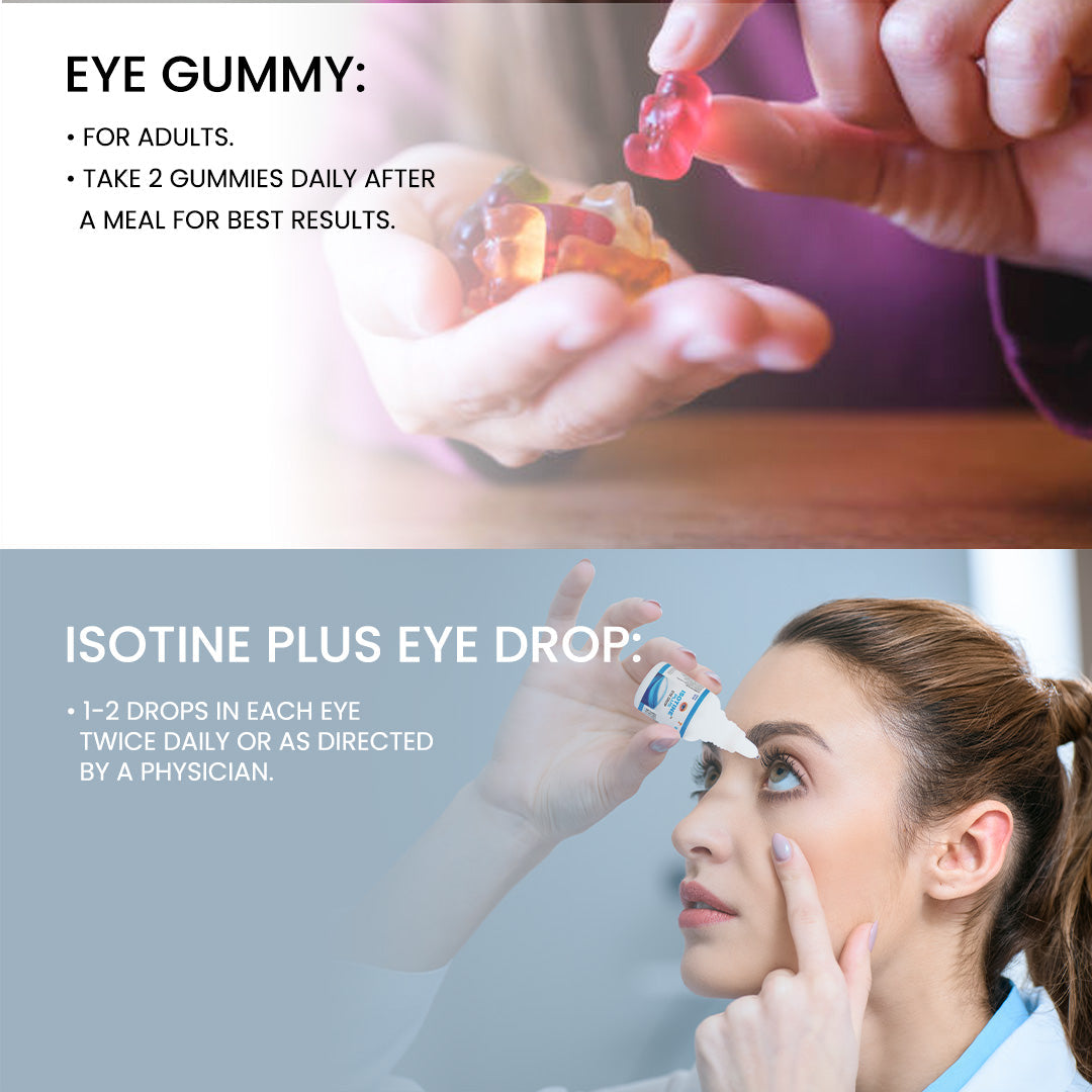 Jagat Pharma Isotine Eye Gummy (Kids) + Isotine Plus Combo: For Vibrant Vision and Lasting Eye Health