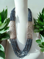 Thumbnail for Inhanns Saree Shobha Statement Necklace & Earring Set - Navy Blue - Distacart