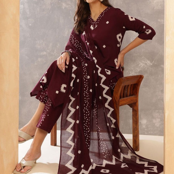 Anouk Women Printed Regular Pure Cotton Kurta With Trousers & Dupatta - Distacart