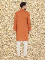Thumbnail for Even Apparels Men's Orange Emboided Cotton Kurta - Distacart