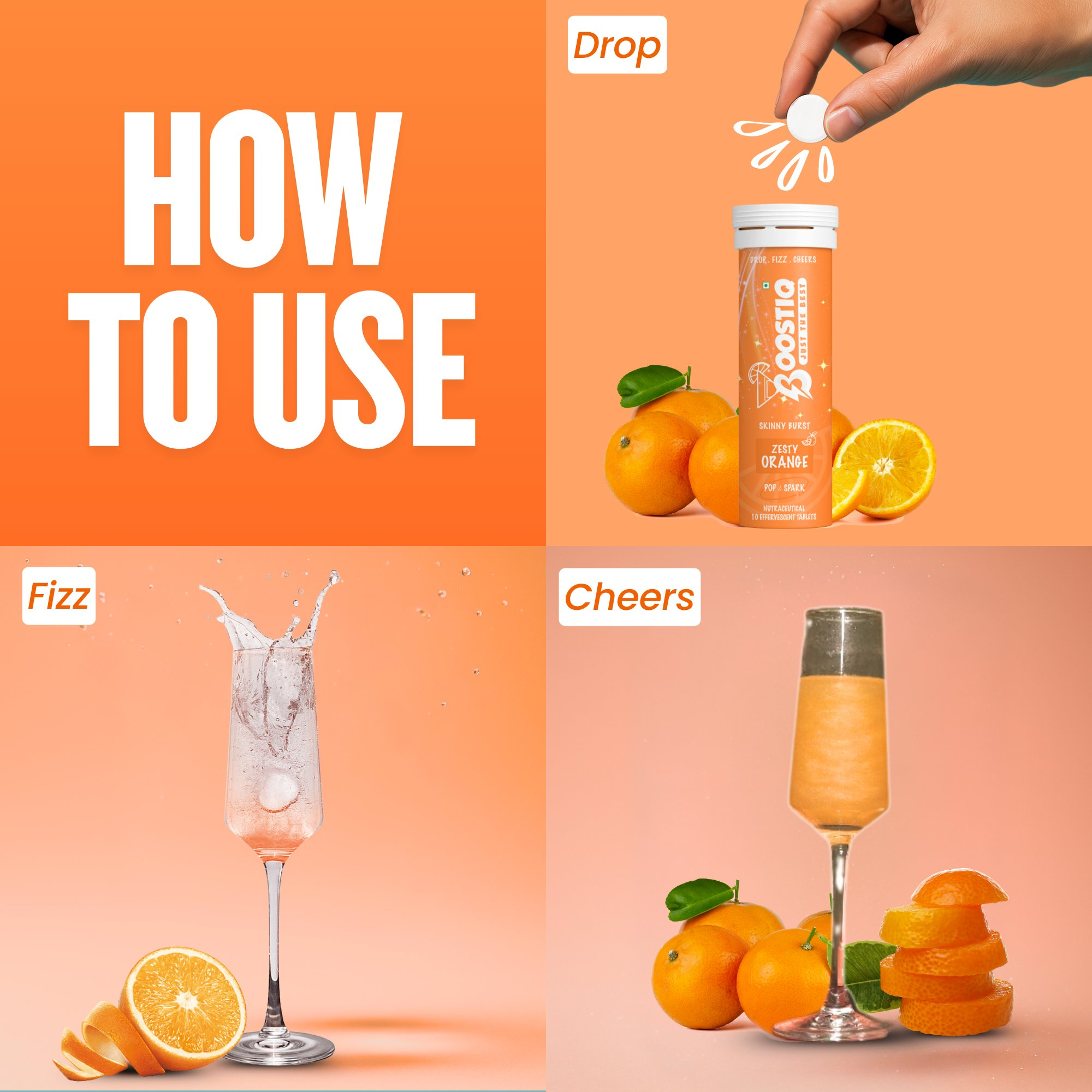 BOOSTIQ Pop & Spark Effervescent Tablets - Zesty Orange - Distacart