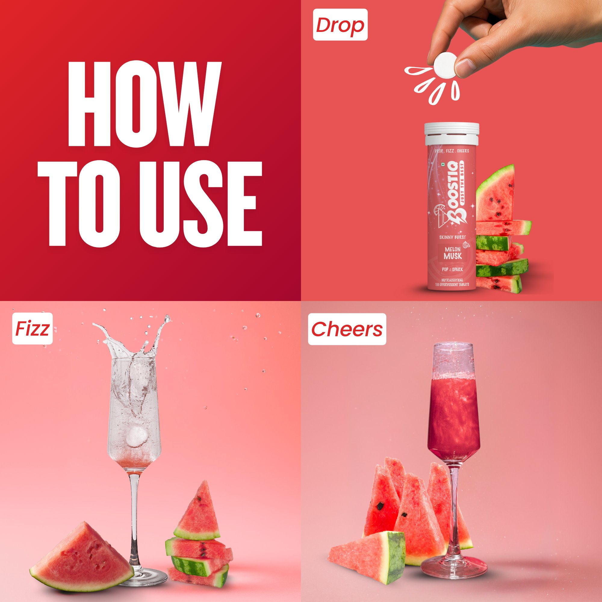 BOOSTIQ Pop & Spark Effervescent Tablets - Melon Musk - Distacart