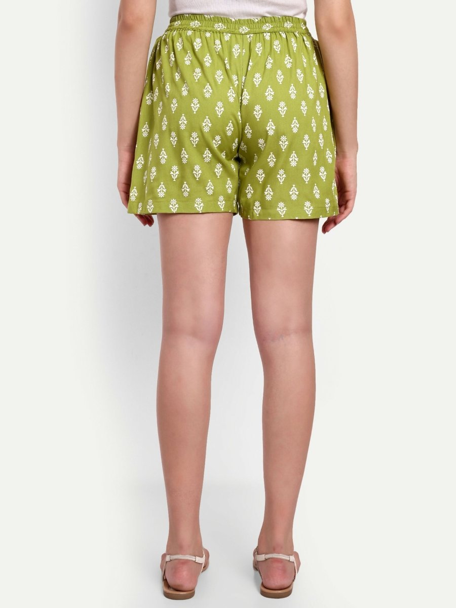 Alvano Beautiful Printed Green Boxer Shorts Night Shorts, Night Shorts, Bermuda Shorts - Distacart