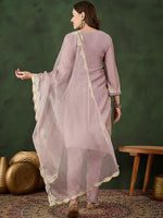 Thumbnail for Sangria Embroidered Kurta & Trouser With Dupatta