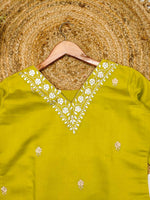 Thumbnail for Preksha Creation Indian Festival Roman Silk Women Yellow Suit Set With Hand Embroidery And Zari Weaving - Distacart