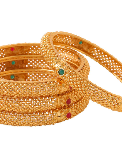 NVR Women's Set of 2 Gold-Plated Traditional Bangles - Distacart