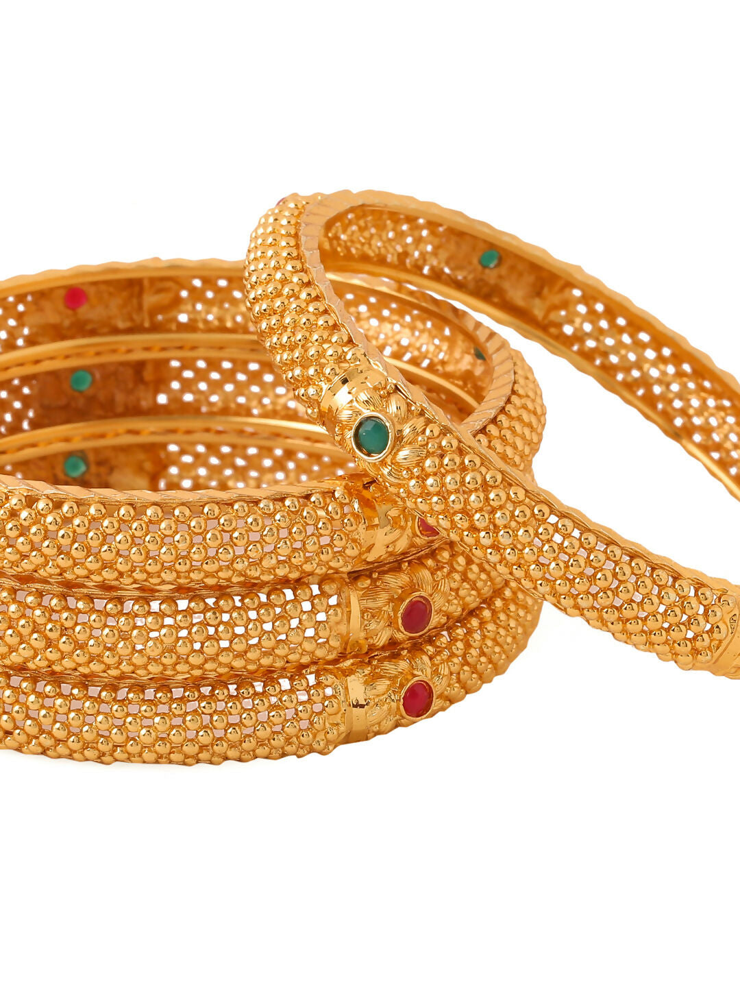 NVR Women's Set of 2 Gold-Plated Traditional Bangles - Distacart