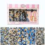 Thumbnail for confect king of the grill sprinkles black blue white sprinkles mix celebration sprinkles assorted pack of 5 edible sprinkles