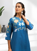 Thumbnail for Joban Fashion Teal Silk Embroidered Readymade Cord Set - Distacart