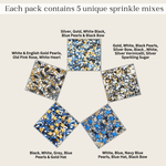 Thumbnail for confect king of the grill sprinkles black blue white sprinkles mix celebration sprinkles assorted pack of 5 edible sprinkles