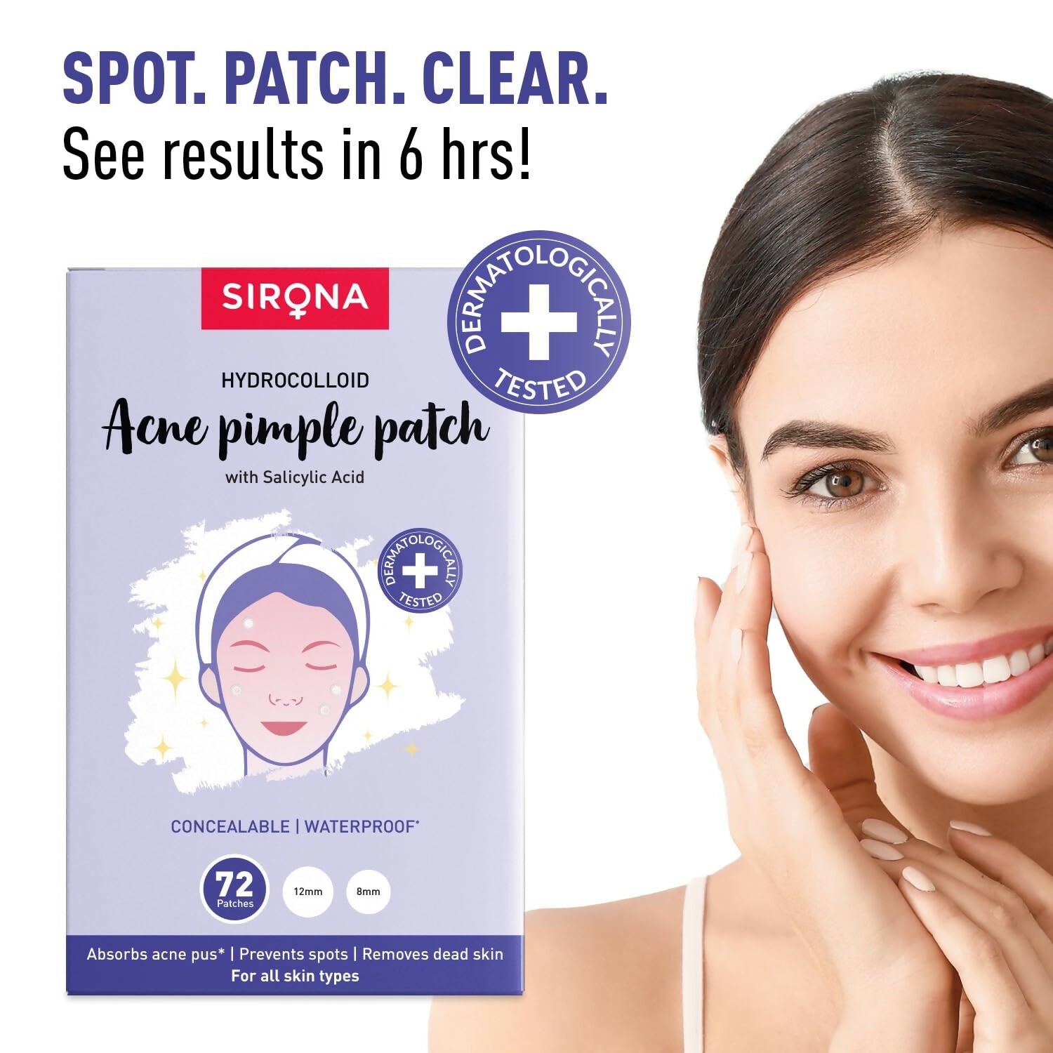 Sirona Anti Acne Pimple Patches For Face with 0.5% Salicylic Acid Invisible Facial Stickers Cover - Distacart