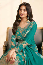 Thumbnail for Anaita Teal Green Chinon Stitched Suit with Multi Digital Print - Distacart