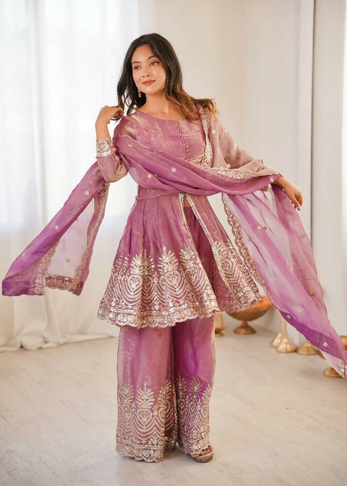 Teeya Creation Baby Pink Color Fendy Satin Silk Embroidery Work Party Wear Salwar Suit - Distacart