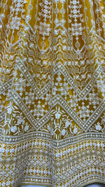 Thumbnail for Jyoti Fashion Women's Yellow Net Patterned Thread Embroidered with Sequins Wedding Lehenga Choli - Distacart