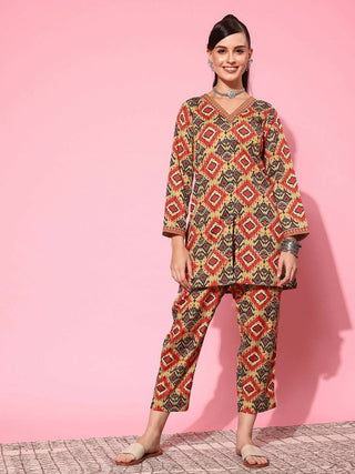 Ahalyaa Women's Traditional Wear Co-ods - Mustard - Distacart