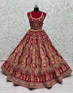 Thumbnail for Jyoti Fashion Women's Rani Pink Velvet Multi Thread Embroidered with Zircon Diamond Work Wedding Lehenga Choli - Distacart