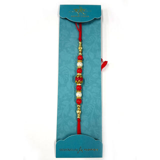 White & Red Stones Rakhi - Distacart