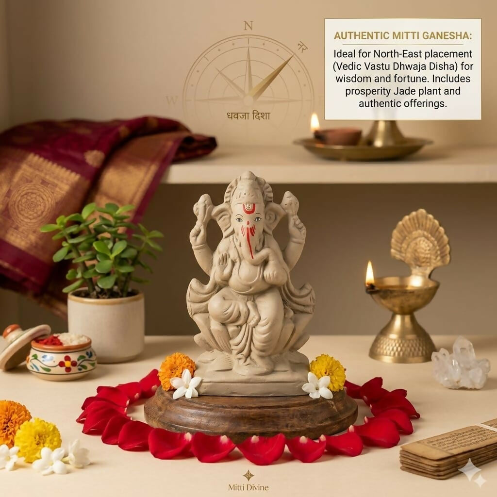 Saudeep India 6 Inch Mitti Ganesh Idol - Dista