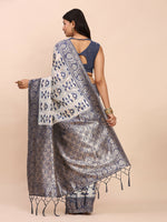 Thumbnail for Astita Linen Cotton Navy Blue Saree