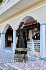 Thumbnail for Teeya Creation Black Color Chinon Silk Heavy Embroidery Work Wedding Wear Sharara - Distacart