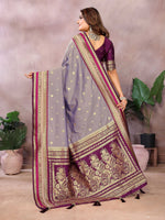 Thumbnail for Aastha Fashion Grey Kalamkari Silk Weaving Saree - Distacart