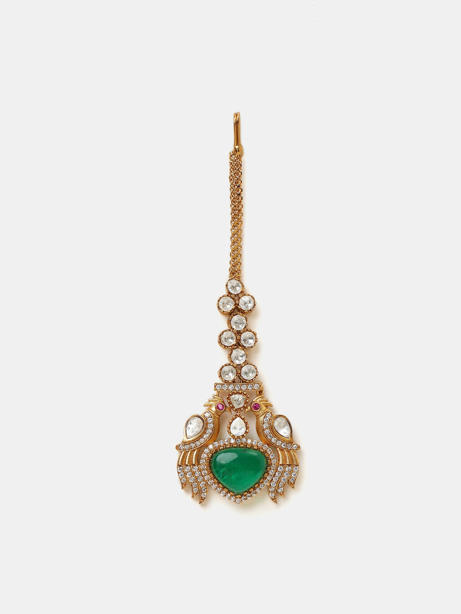 Ruby Raang Heart Kundan Maang Tikka - Distacart