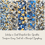 Thumbnail for confect king of the grill sprinkles black blue white sprinkles mix celebration sprinkles assorted pack of 5 edible sprinkles