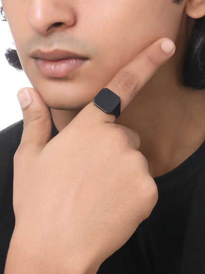 NVR Men's Set of 2 Black Rhodium-Plated Finger Ring - Distacart