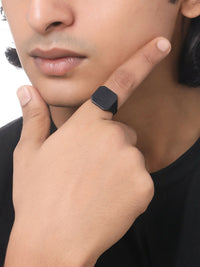 Thumbnail for NVR Men's Set of 2 Black Rhodium-Plated Finger Ring - Distacart