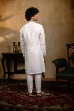 Thumbnail for Falling Raw Silk White Devalaya Kurta By Hilo Design