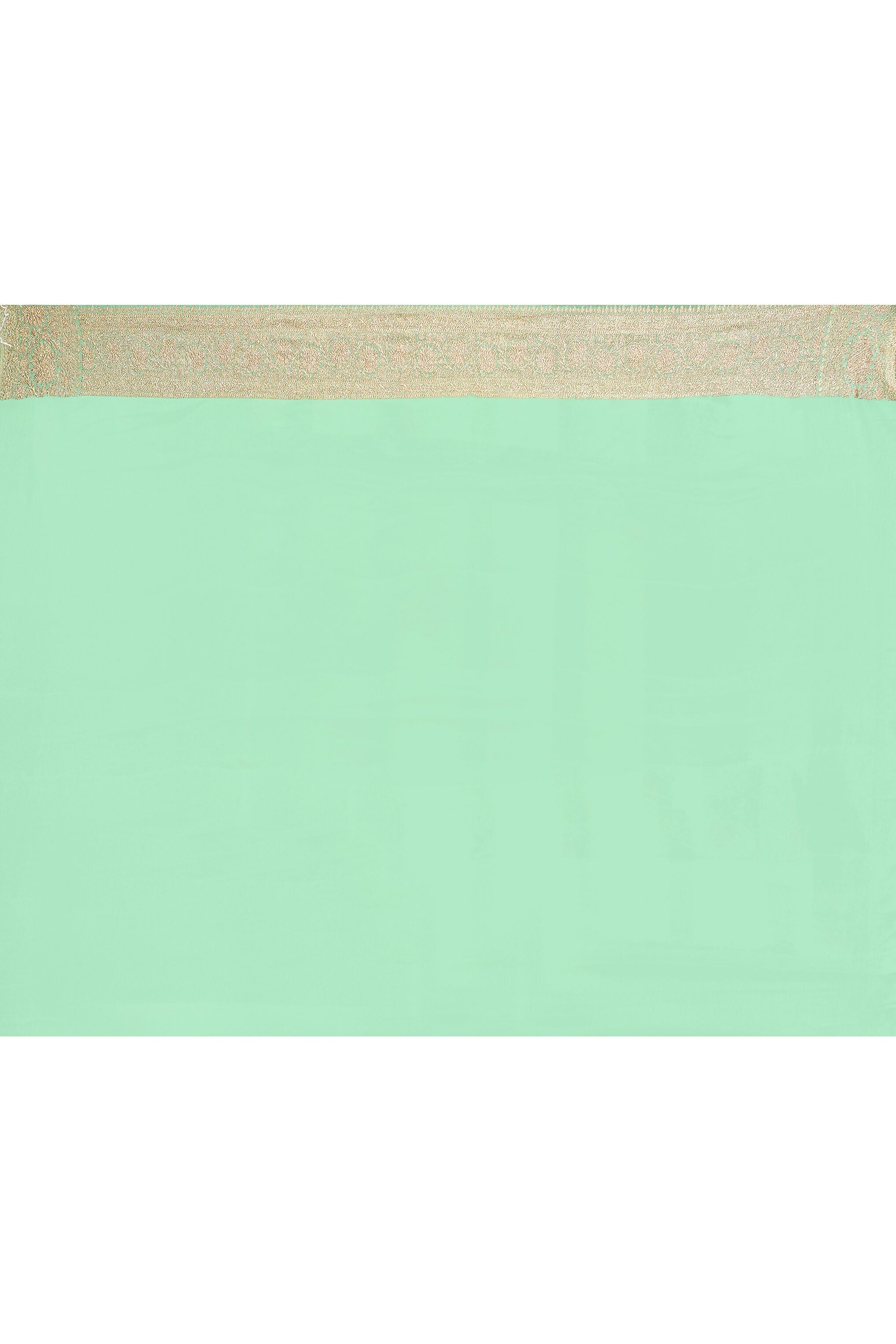 Joban Fashion Emerald Green Crepe Chiffon Pure Handloom Banarasi Silk Saree