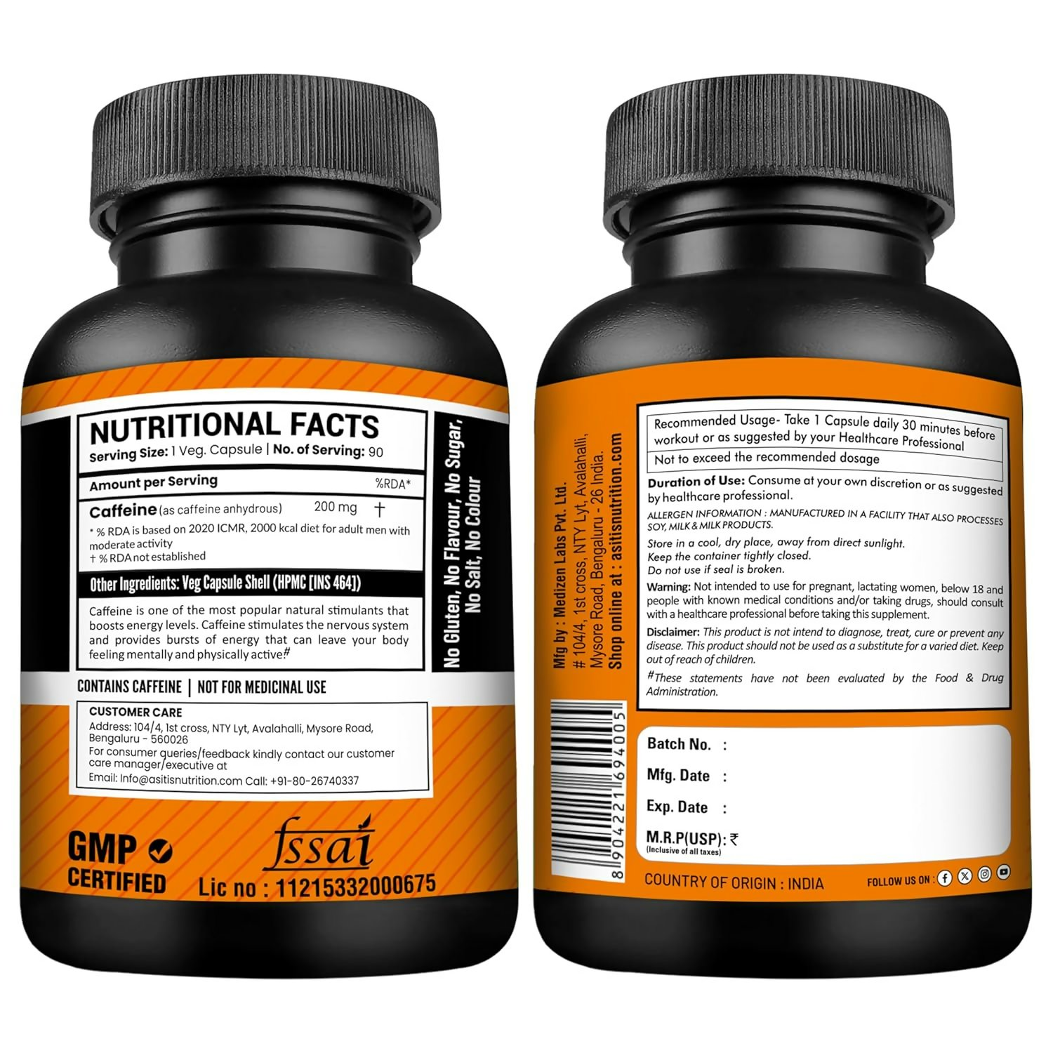 As-It-Is Nutrition Caffeine Per Serving Capsules