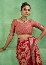 Thumbnail for Joban Fashion Pinkdull Moss Brasso With Kasab Zari Border Saree & Tassels With Brasso Blouse