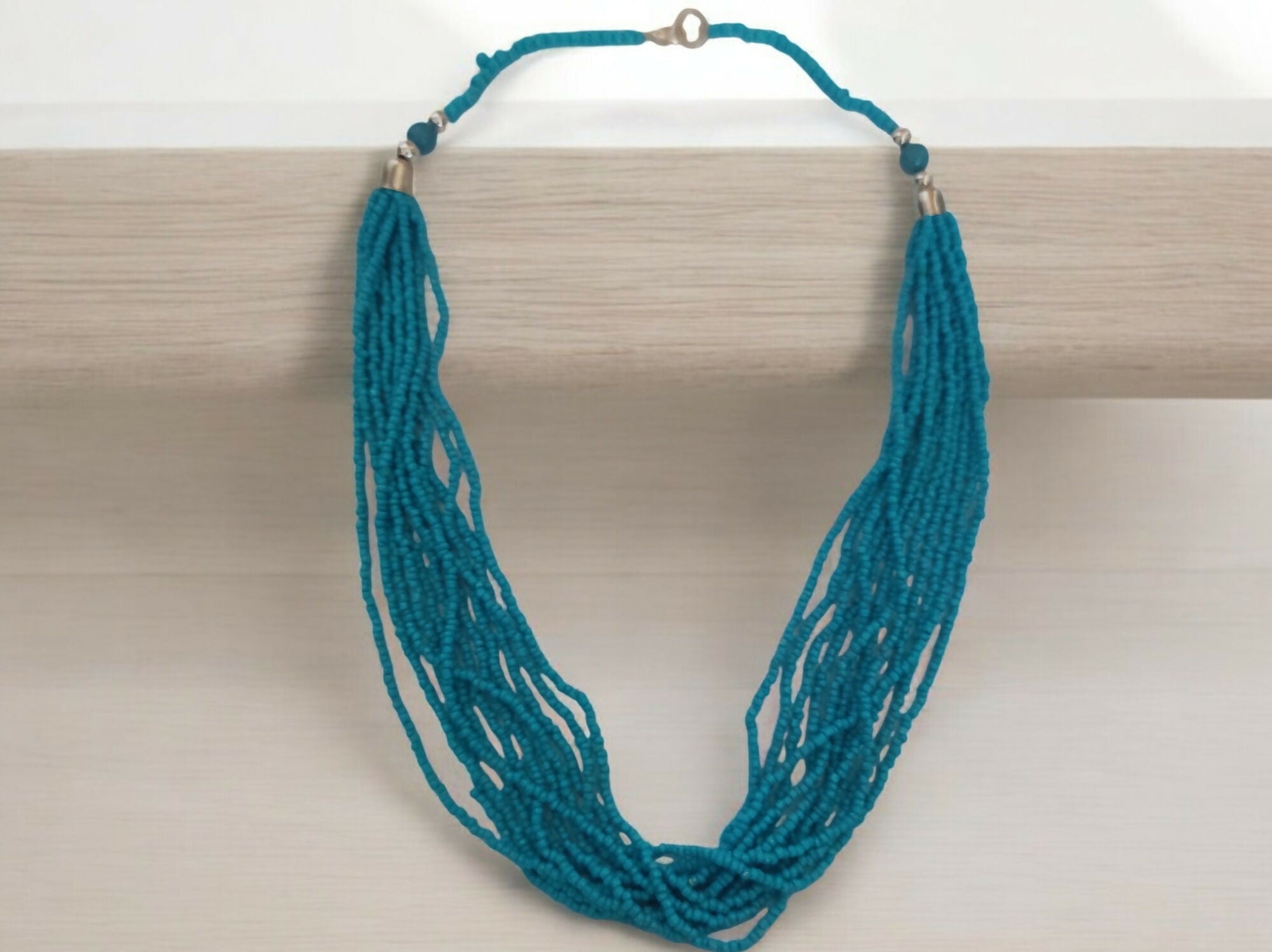 Inhanns Bloom Handmade Beaded Only Necklace - 12 Layers - Sky Bule Necklace - Distacart